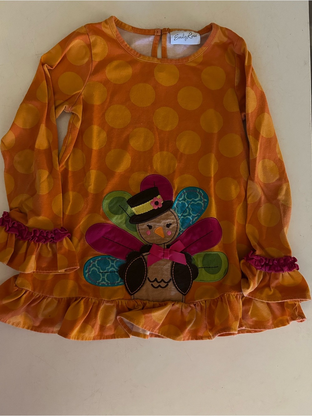 Emily Rose Orange Polka Dot Turkey Tunic with Pink, Green & Blue Accents